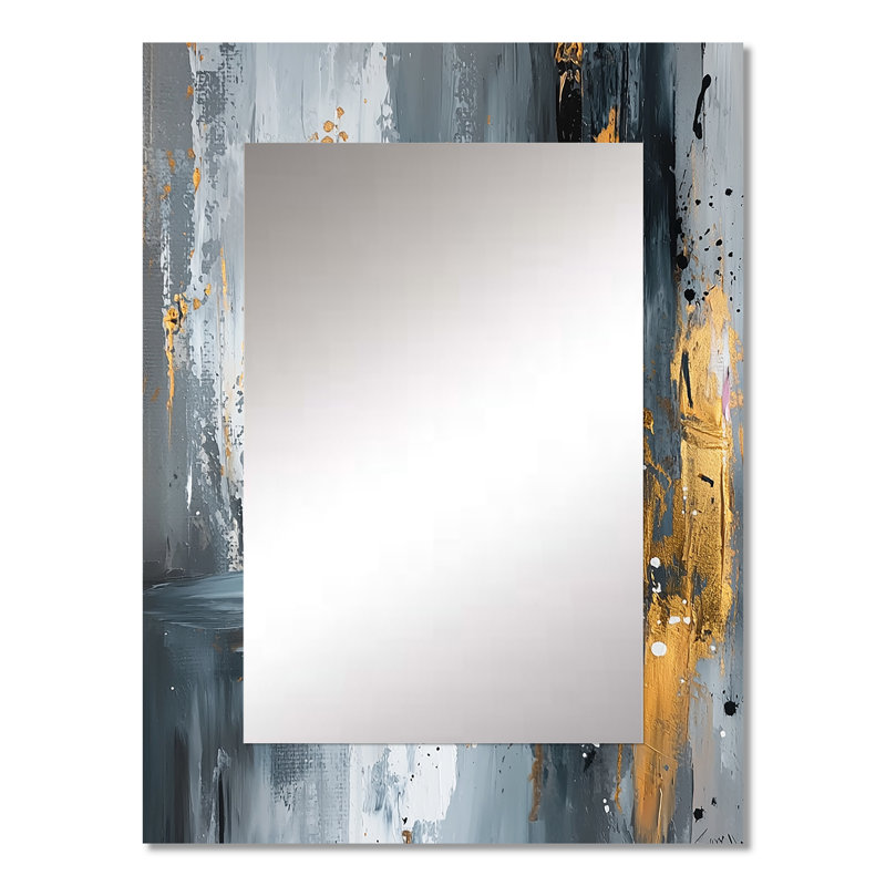 «Gold Cheetahs Quick Call Accents with Grey I», miroir mural doré unique, art imprimé en métal, 32 po x 24 po