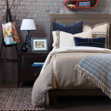 Cody Tan Striped Cotton Blend 7 Piece Duvet Cover Set