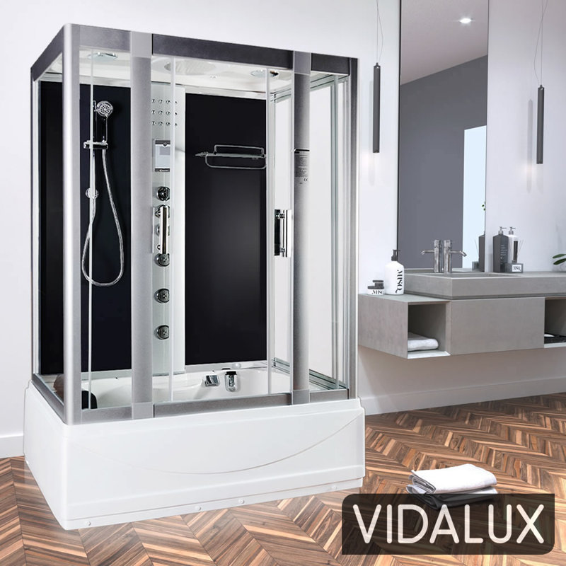 Vidalux Aegean 1350 Steam Shower Whirlpool 1350 x 800, Black