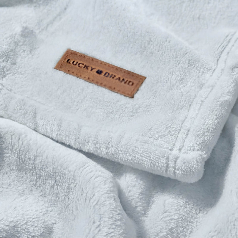 Lucky Brand Solid Plush Throw Blankets, Light Blue