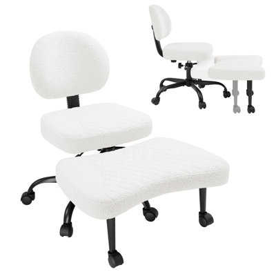 Ergonomic Cross Legged Meditation Chair, 360° Swivel Office Chair With Wheels, ADHD Chair With Footrest, Lumbar Support, Wider Height Adjustable Backr by Furmax
