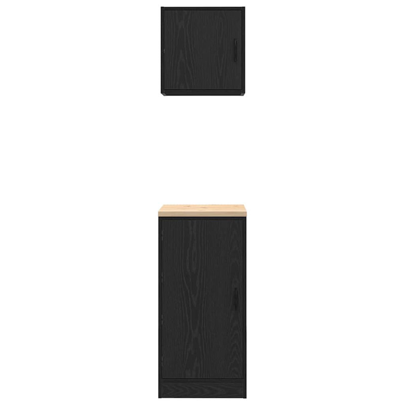 Garage Cabinets 2 Pcs Engineered Wood, Black