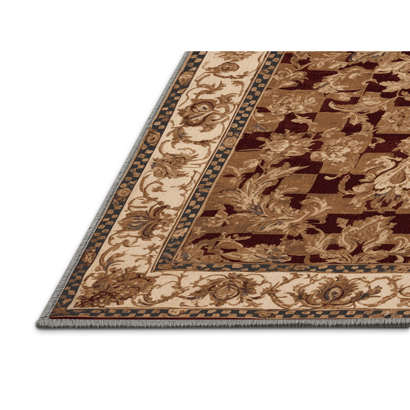 Tapis brun français lavable à la machine, Rectangle 7 pi x 9 pi