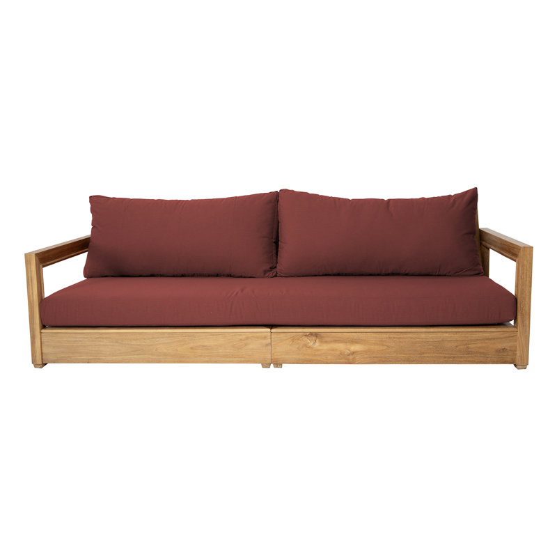 Canapé de patio en teck avec coussins Sunbrella Crelake, Henné Sunbrella®