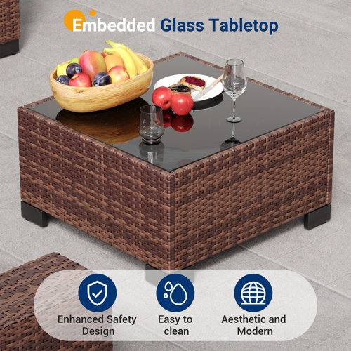 Latitude Run® 5 Person Outdoor Rattan Sectional Seating Group With