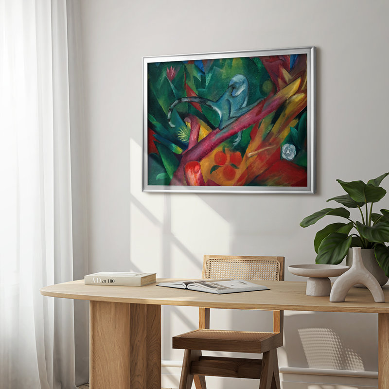 The Monkey (Das Äffchen)-Franz Marc-Framed Gallery Wrapped Canvas-1912, 22.5x30.5, Framed Canvas, Silver