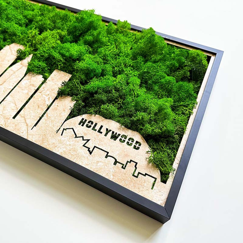 Los Angeles Moss City Silhouette, art mural en métal, petit, H 1,65 po x l 30,07 po x P 12,67 po
