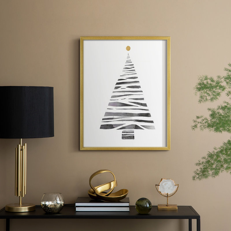 «Christmas Tree I», reproduction encadrée - bois massif, H 15 po x l 12 po, Doré