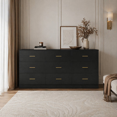 Functional 9 - Drawer Dresser for Bedroom, Office or Living Area with Ample Storage and Durable Construction