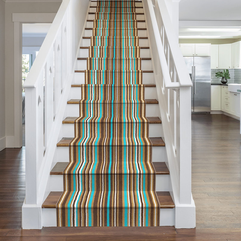 Stair Runner Abram Striped Indoor / Outdoor Area Rug, Runner 630cm x 60cm
