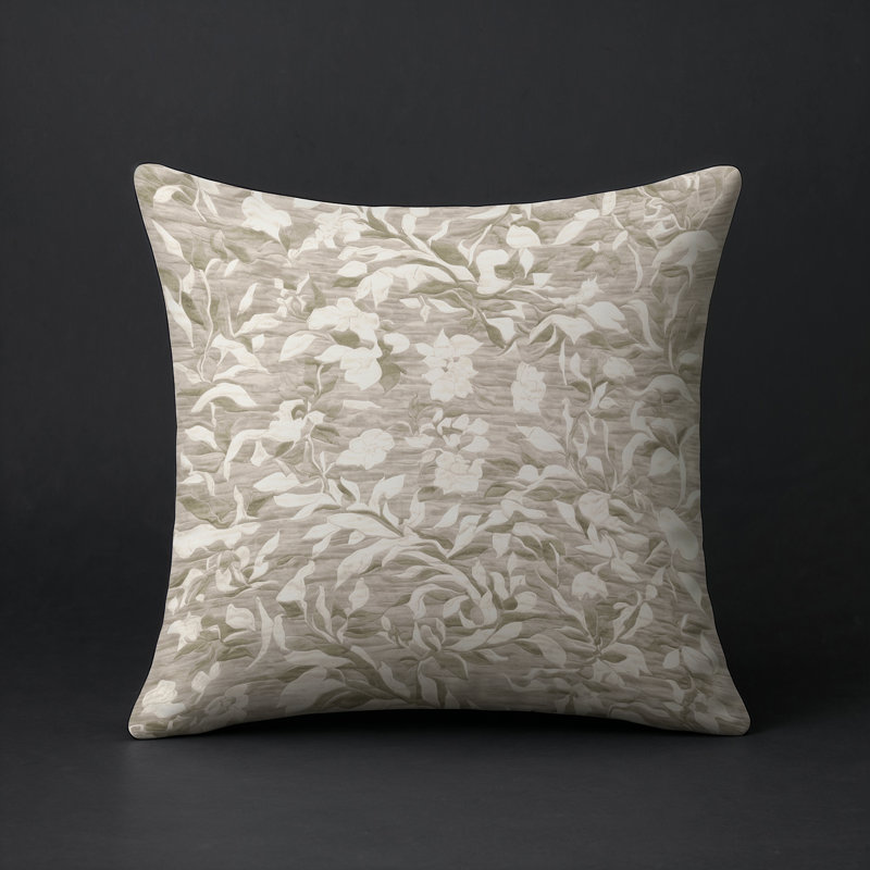 Coussin décoratif intérieur et extérieur Modern, Beige abstrait 12, Carré 16 po