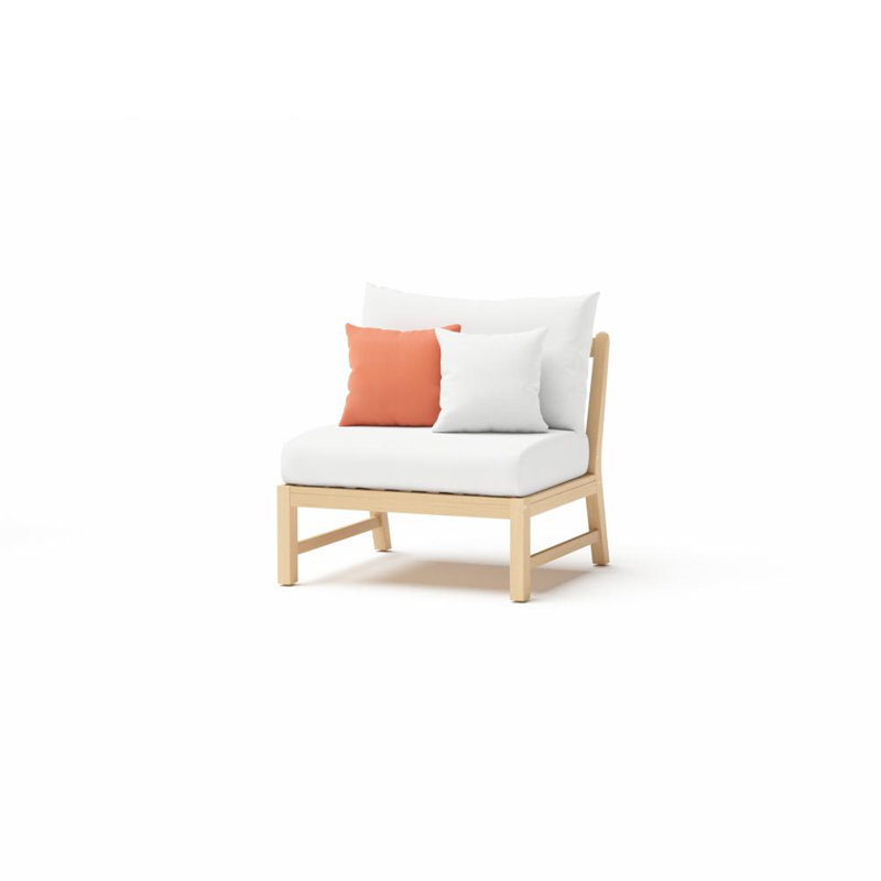 Chaise de patio Paulet avec coussins Sunbrella, Tissage uni Sunbrella® corail