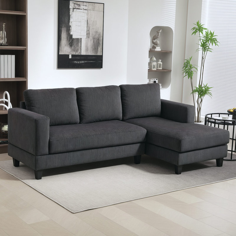Canapé modulaire avec méridienne 3 places, Gris