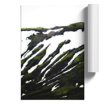 Hills in Iceland Painting - Frameless Print