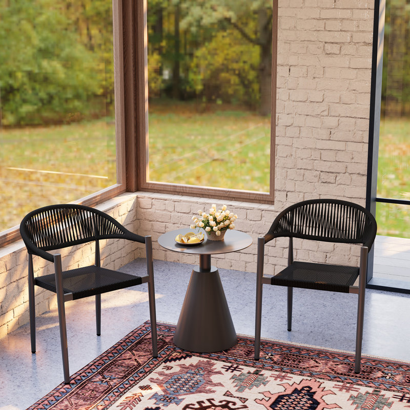 Templa Aluminum Round Outdoor Side Table, Dark Gray, Dark Gray