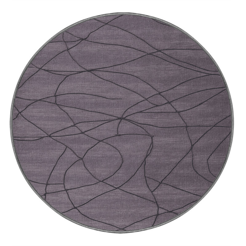 Tapis rose lavable à la machine, Rond 8 pi