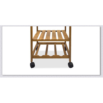 Modern Bamboo Trolley with Three Open Shelves and Storage Drawer for Versatile Home Organization