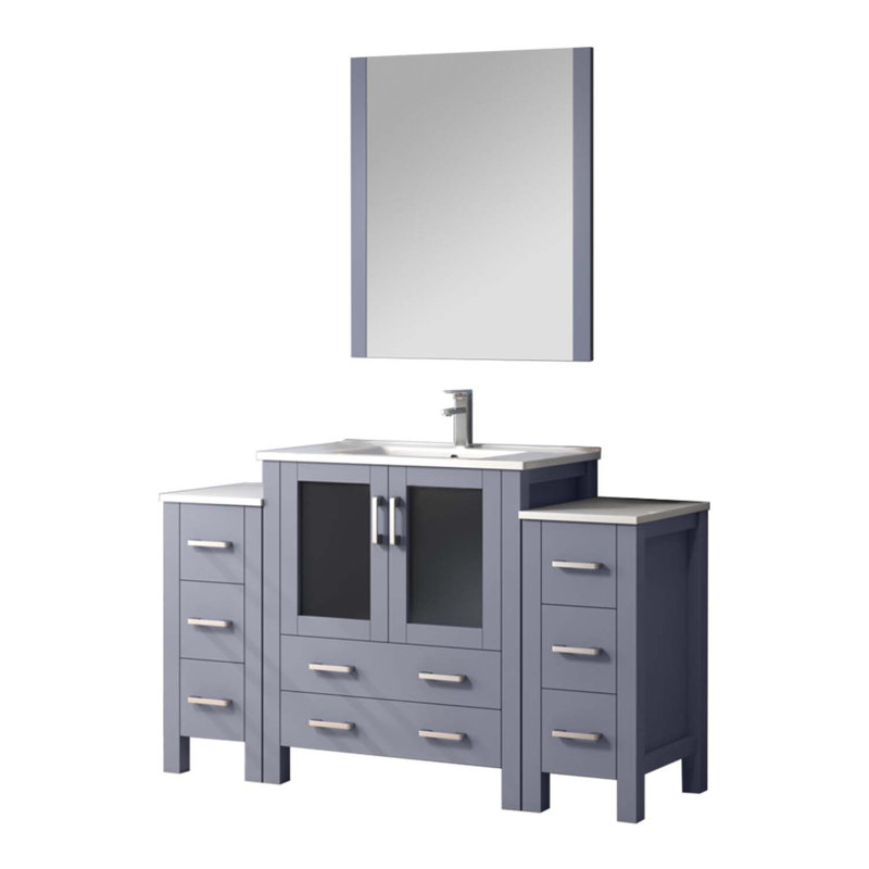 Meuble-lavabo luxueux avec armoires latérales et accessoires multiples pour une fonctionnalité améliorée