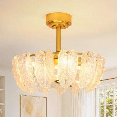 Ventilateur de plafond Fandelier doré moderne de 50 cm avec ensemble d'éclairage et télécommande