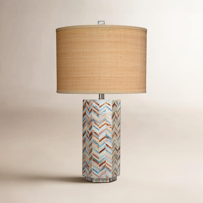 Lucille Mother of Pearl Table Lamp with Raffia Shade