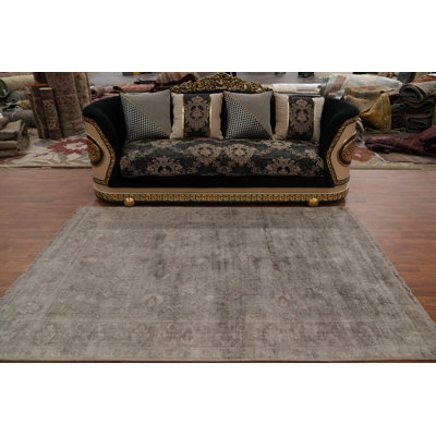 Tapis unique en coton gris anthracite et gris 7 pi 11 po x 5 pi 7 po