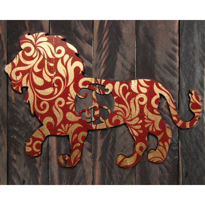 Décoration murale en bois lion art rustique single letter