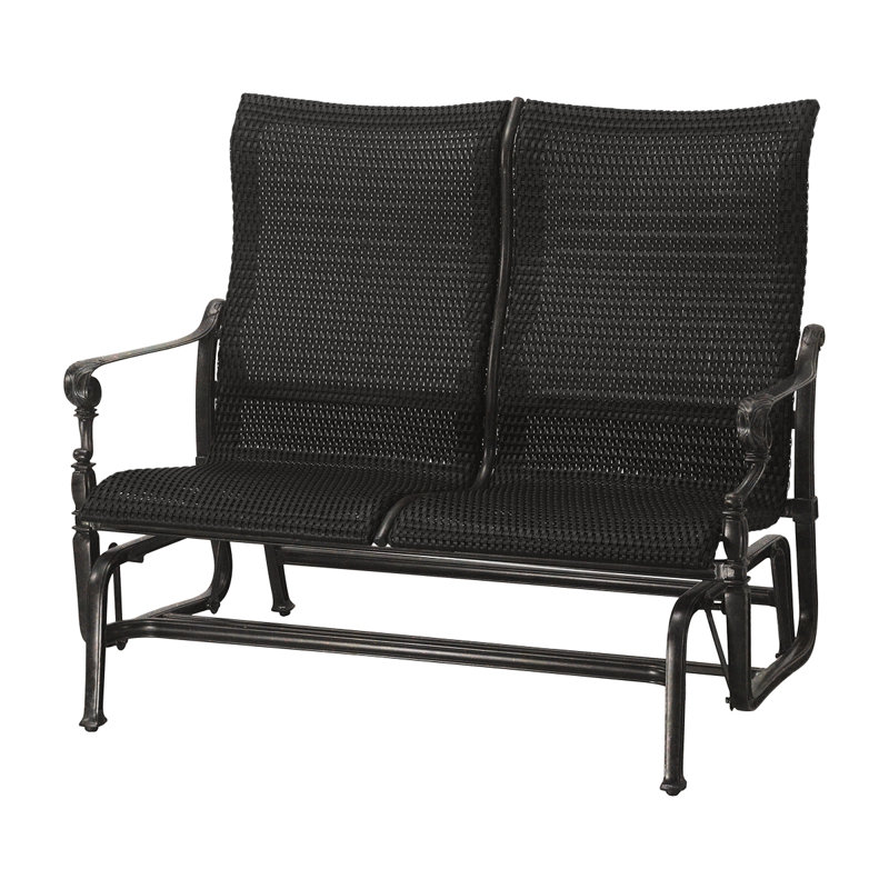Grand Terrace Woven High Back Loveseat Glider, Vintage, Mahogany