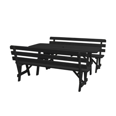 Brooks 8 - Person Pine Solid Wood Patio Dining Set Umbrella Hole Included Rectangular Table