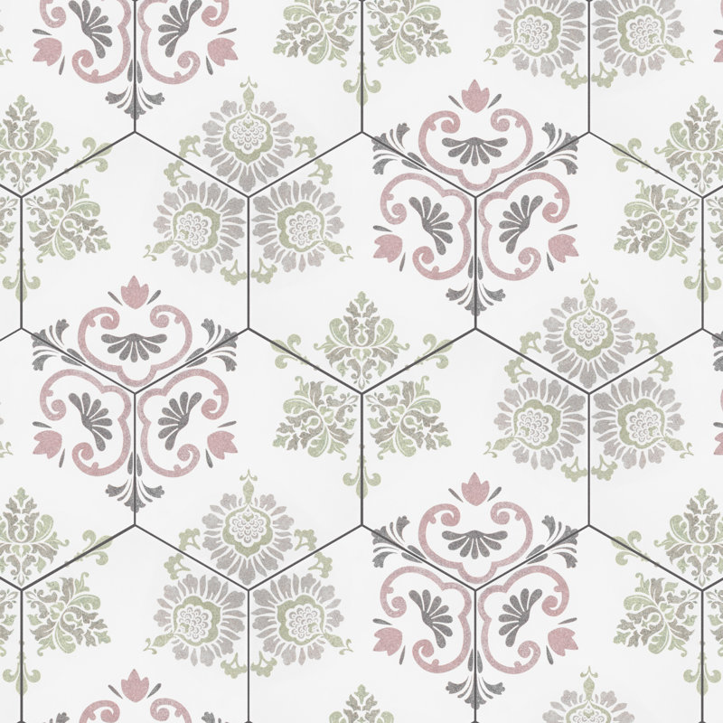 Fantasy Hex Series 8.63" x 9.88" Porcelain Patterned Wall & Floor Tile