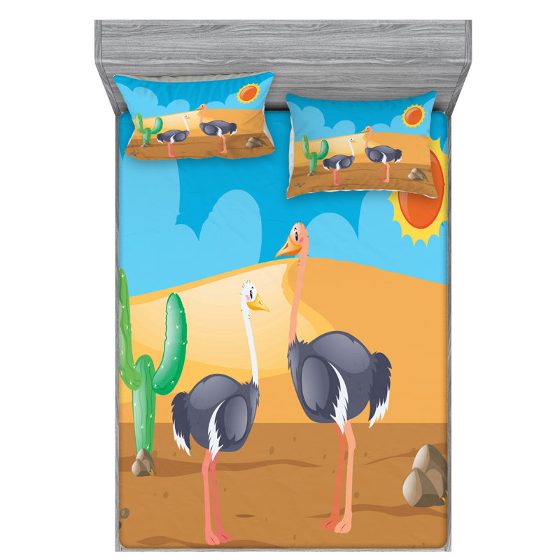 Ensemble de draps en autruche, Ensemble de draps pour lit double avec un drap-hou