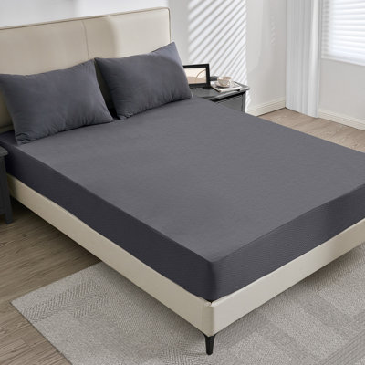 Housse de protection imperméable pour matelas simple avec housse de matelas souple avec poche profonde de 18 po, gris foncé