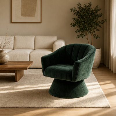 Fauteuil d'appoint pivotant à 360 degrés, méridienne moderne capitonnée avec base rotative confortable