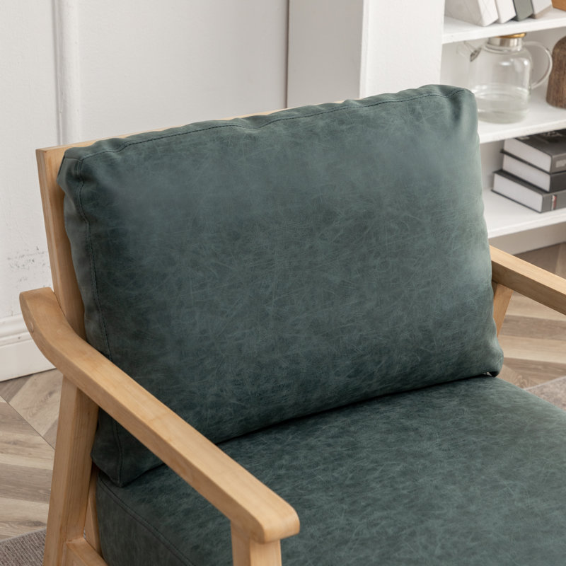 Fauteuil en polyester de 27 po Willbanks, Similicuir Vintage bleu