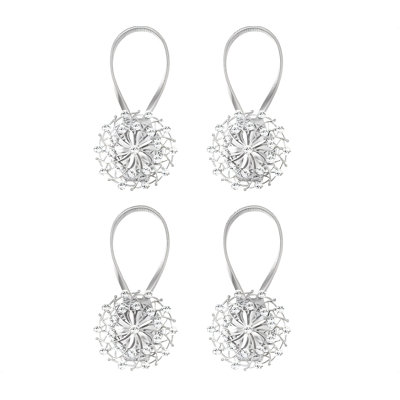 Ensemble de 4 attaches de rideaux magnétiques, rideaux de fenêtre décoratifs en cristal doré sans retenue de perçage de rideau avec fil élastique haut pour le bureau à domicile