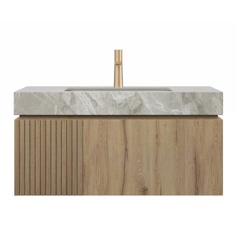 Meuble-lavabo 36 po avec lavabo, Chêne blanc, Gris clair, 36"