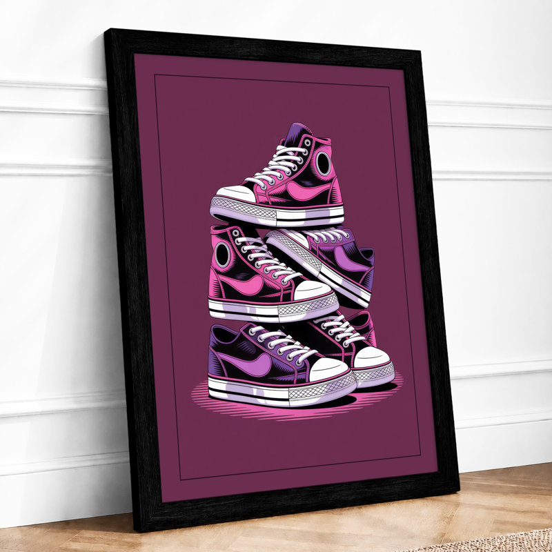 Stacked Sneakers Modern - Print, A2 - 59.4 x 42.0 cm, Black