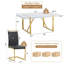 Ensemble de salle à manger 7 pièces moderne en faux marbre avec base géométrique en métal et chaises en porte-à-faux-1086805829-1086805834
