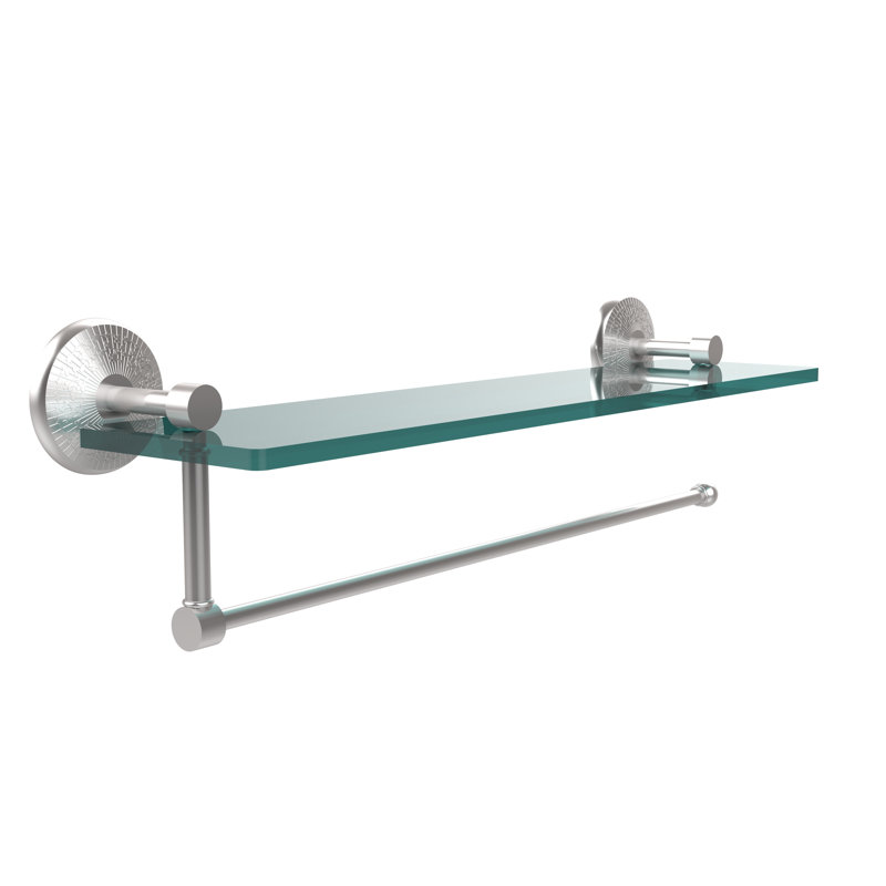 Marchmont Bracket Shelf with Towel Bar, Satin Chrome,  5" H x 22" W x 5" D