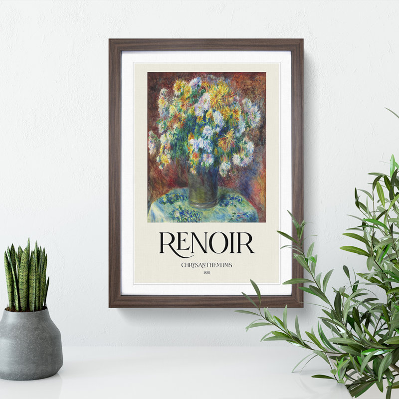 Chrysanthemums by Pierre-Auguste Renoir - Picture Frame Art Prints, Walnut, 36cm H x 27cm W x 2cm D