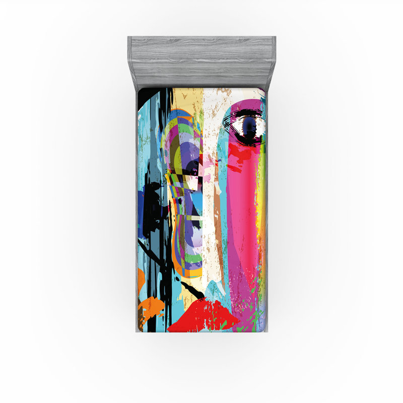 Multicolore Ambesonne, Drap-housse de taille simple