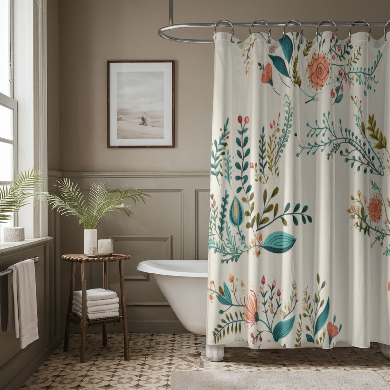 Doux motif de fleurs - Rideau de douche Premium, H 74 po x l 71 po