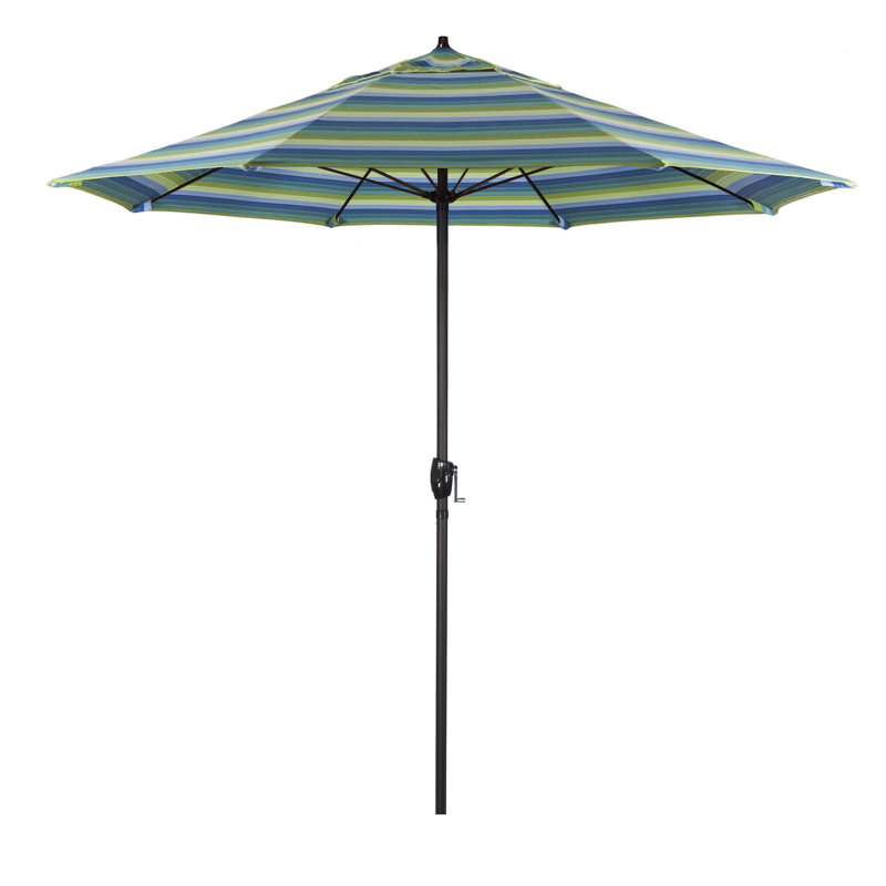 Parasol de marché 9 pi Deshaun, Sunbrella® bord de mer Séville rayé