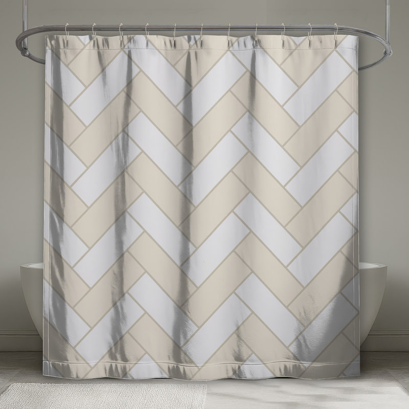 Herringbone Tile Pattern Shower Curtains Extra Long, 70in W x 72in H