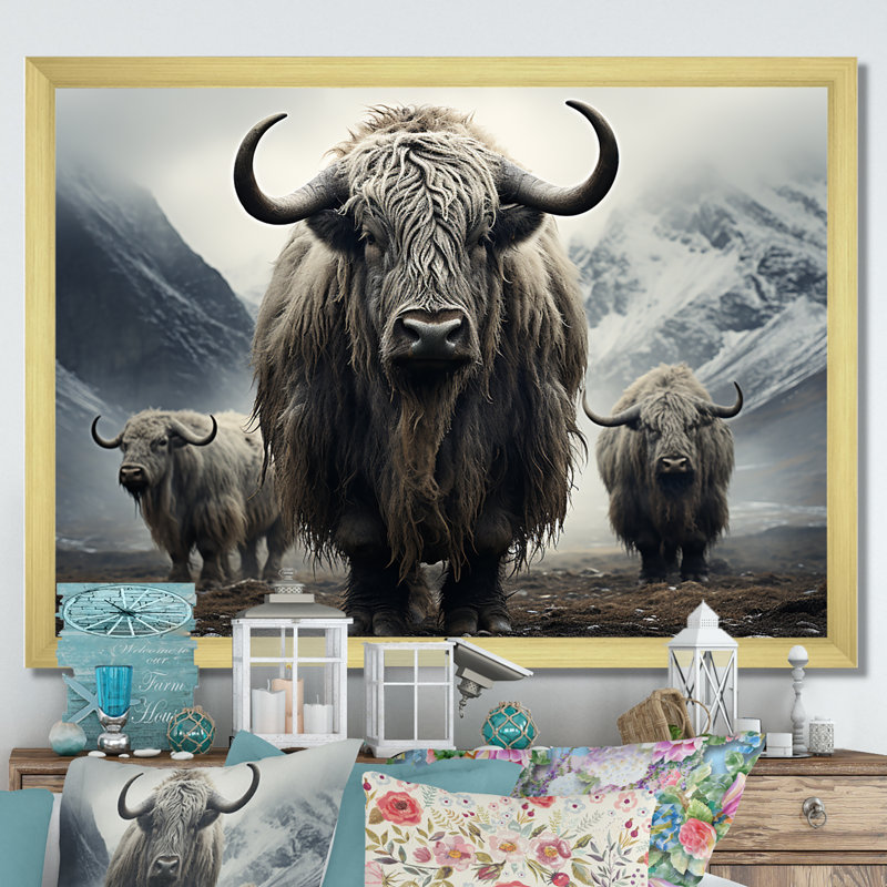 Scène de pâturages monochromes sur toile, Cadre doré simple, H 16 po x l 32 po x P 1 po