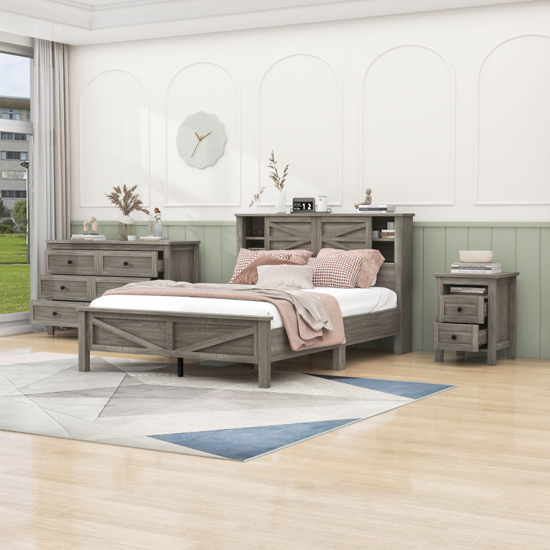 Berty Piece Bedroom Set, Full, Antique Gray