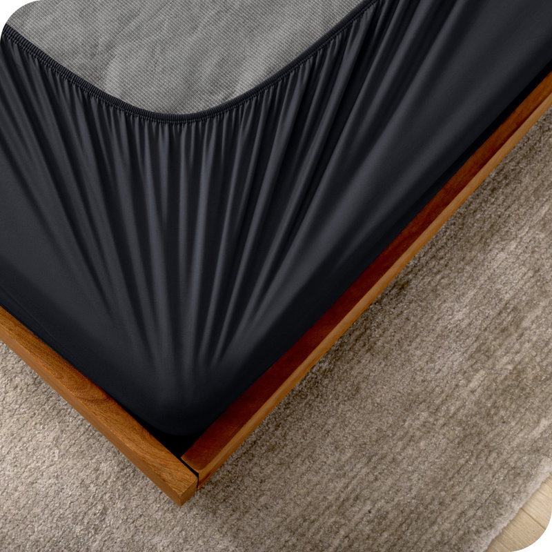 Housse de sommier enveloppante, Noir, Grand