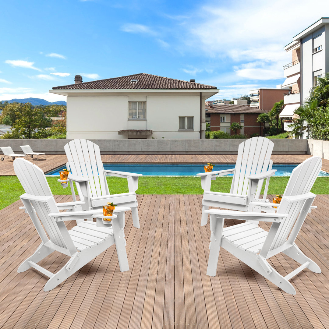 Azur Plastic Folding Adirondack Chair (Set of 4) Rosecliff Heights 