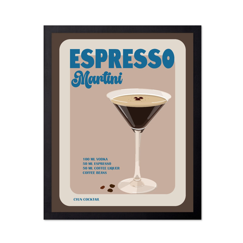 Recette Espresso Martini, Cadre noir, Affiche, H 11 po x l 14 po