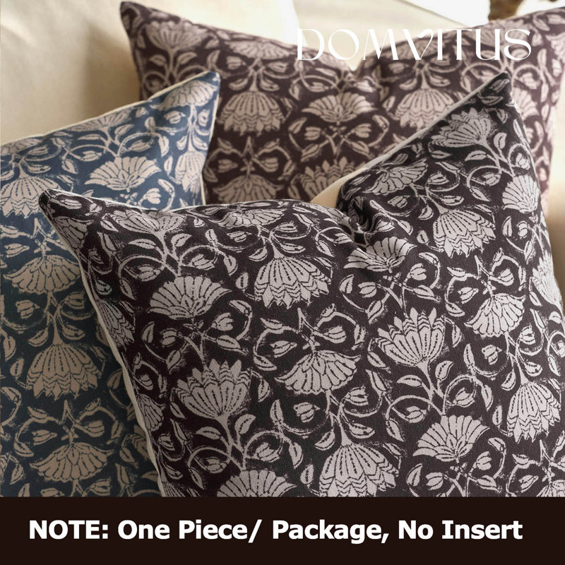 Housses de coussin Alcamo Floral 20x20, H 18 po x l 18 po, Noir