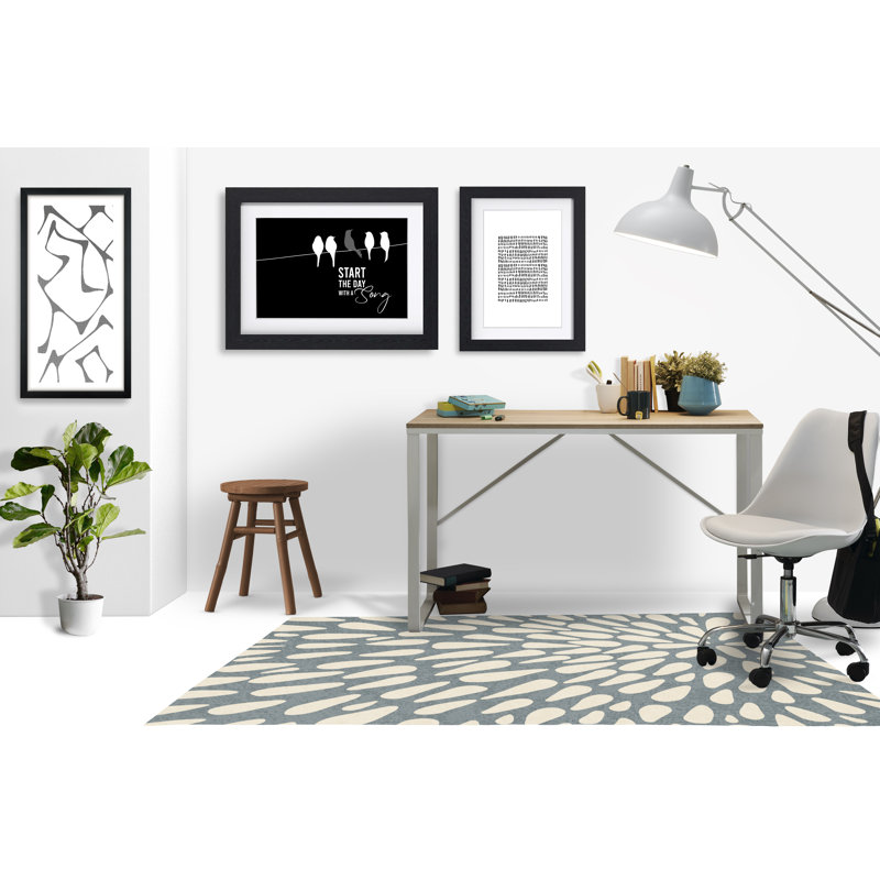 Tapis de chaise rectangulaire à poils courts Brenton, H 48 po x l 72 po, Gris / beige